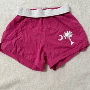 Pink Women's Shorts with Palm Tree Design